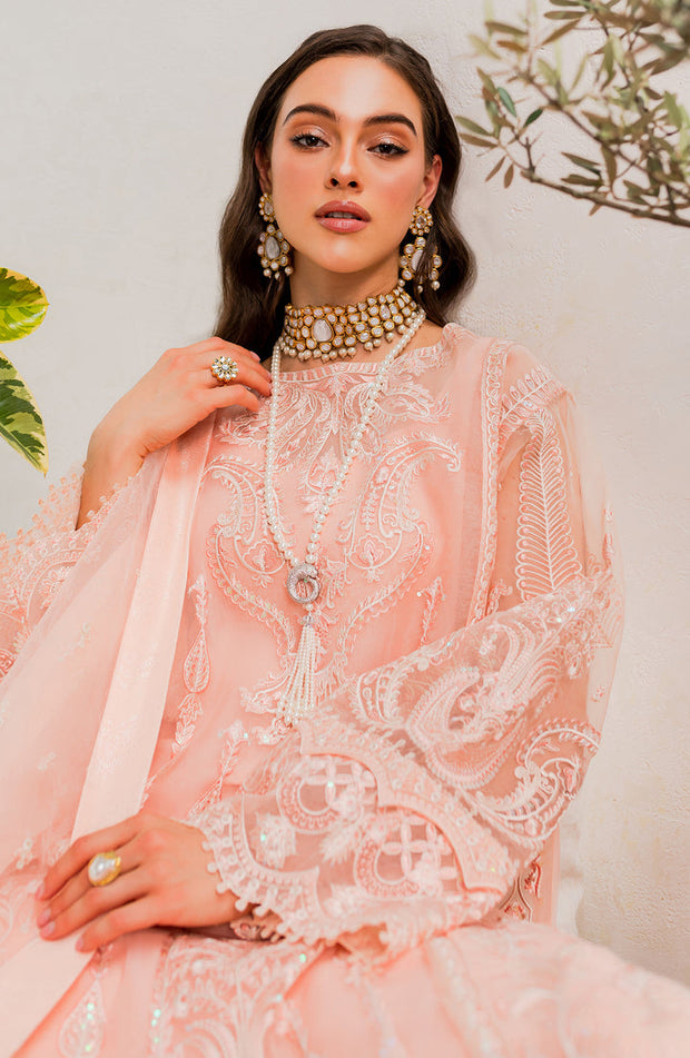 New Luxury Embroidered Peach Pakistani Salwar Kameez Salwar Dupatta Suit 2023