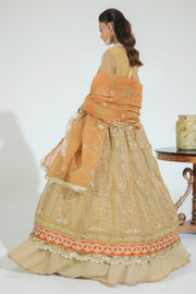 Luxury Gold Floral Embellished Pakistani Wedding Dress in Pishwas Style
