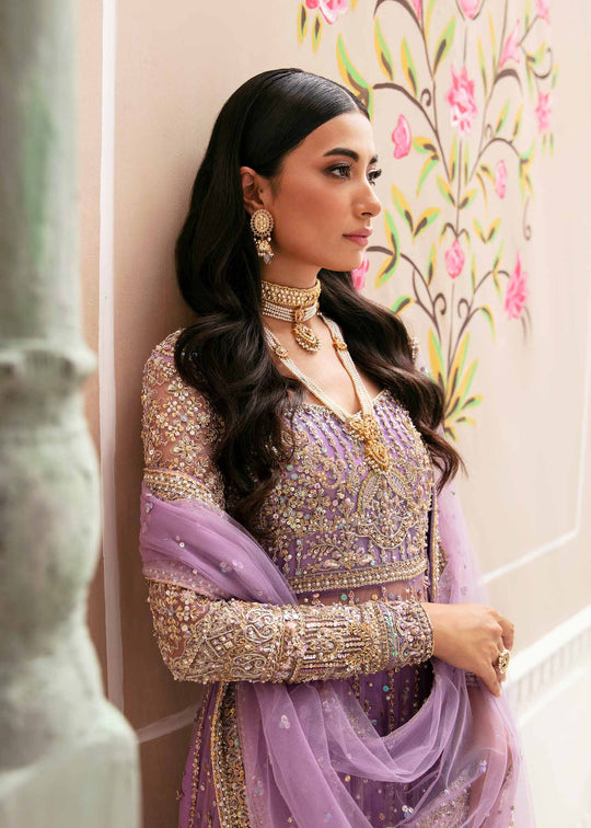 New Luxury Lilac Embroidered Pakistani Wedding Dress in Pishwas Sharara Style 2023
