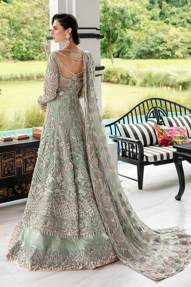 New Luxury Mint Green Embroidered Pakistani Wedding Wear Pishwas Lehenga