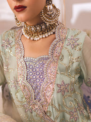 New Luxury Mint Green Gown Style Lilac Sharara Pakistani Wedding Dress