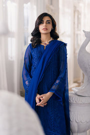 New Luxury Navy Blue Embroidered Pakistani Salwar Kameez in Chiffon