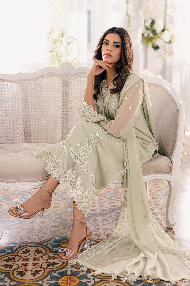 New Luxury Neo Mint Embroidered Chiffon Pakistani Salwar Kameez