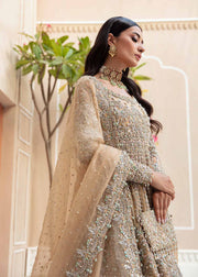 New Luxury Nude Heavily Embellished Pakistani Wedding Dress Pishwas Lehenga 2023