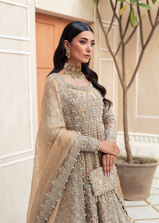 New Luxury Nude Heavily Embellished Pakistani Wedding Dress Pishwas Lehenga