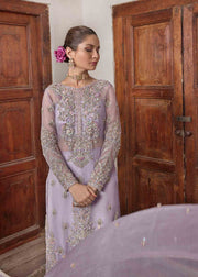 New Luxury Pastel Lilac Embroidered Pakistani Wedding Dress Kameez Sharara 2023