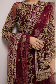 New Luxury Rose Red Embroidered Kameez Lehenga Pakistani Wedding Dress 2023