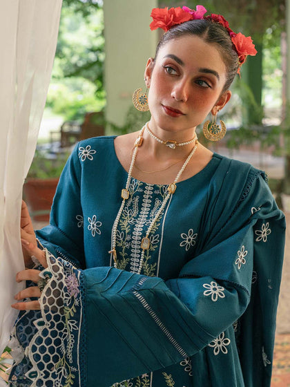 New Luxury Sea Green Embroidered Pakistani Sharara Kameez Party Dress 2023