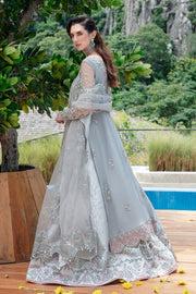 New Luxury Silver Grey Embroidered Pakistani Wedding Wear Lehenga Pishwas