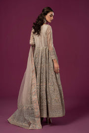 New Luxury Silver Shade Maria B Embroidered Pakistani Party Dress