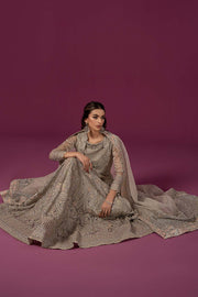 New Luxury Silver Shade Maria B Embroidered Pakistani Party Dress