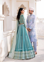 New Luxury Teal Green Pakistani Wedding Dress in Lehenga Choli Style