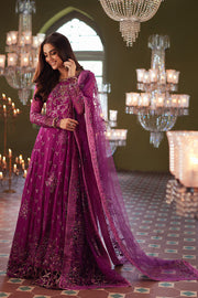 New Magenta Embroidered Pakistani Wedding Dress in Long Frock Style 2023