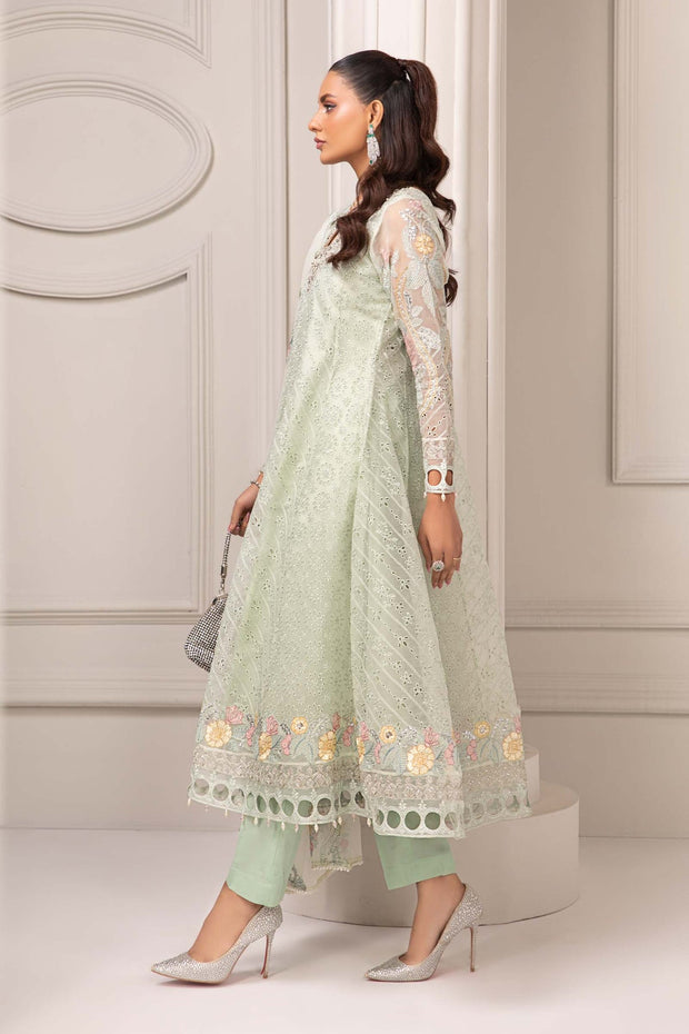 New Maria B Luxury Formal Light Green Embroidered Pakistani Party Dress