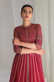 New Maroon Colored Golden Heavily Embroidered Pishwas Style Party Dress 2023