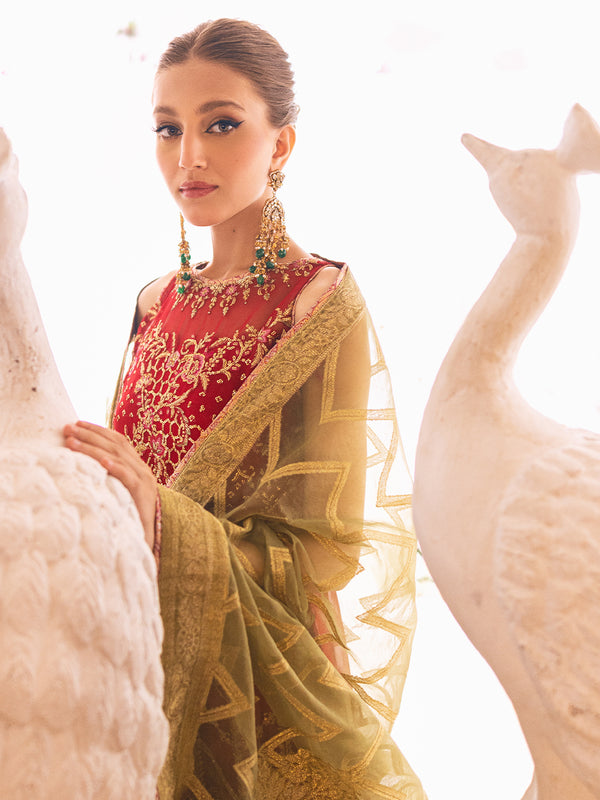 New Maroon Heavily Embellished Pishwas Style Pakistani Wedding Dress 2023