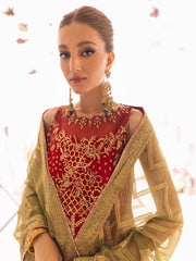 New Maroon Heavily Embellished Pishwas Style Pakistani Wedding Dress