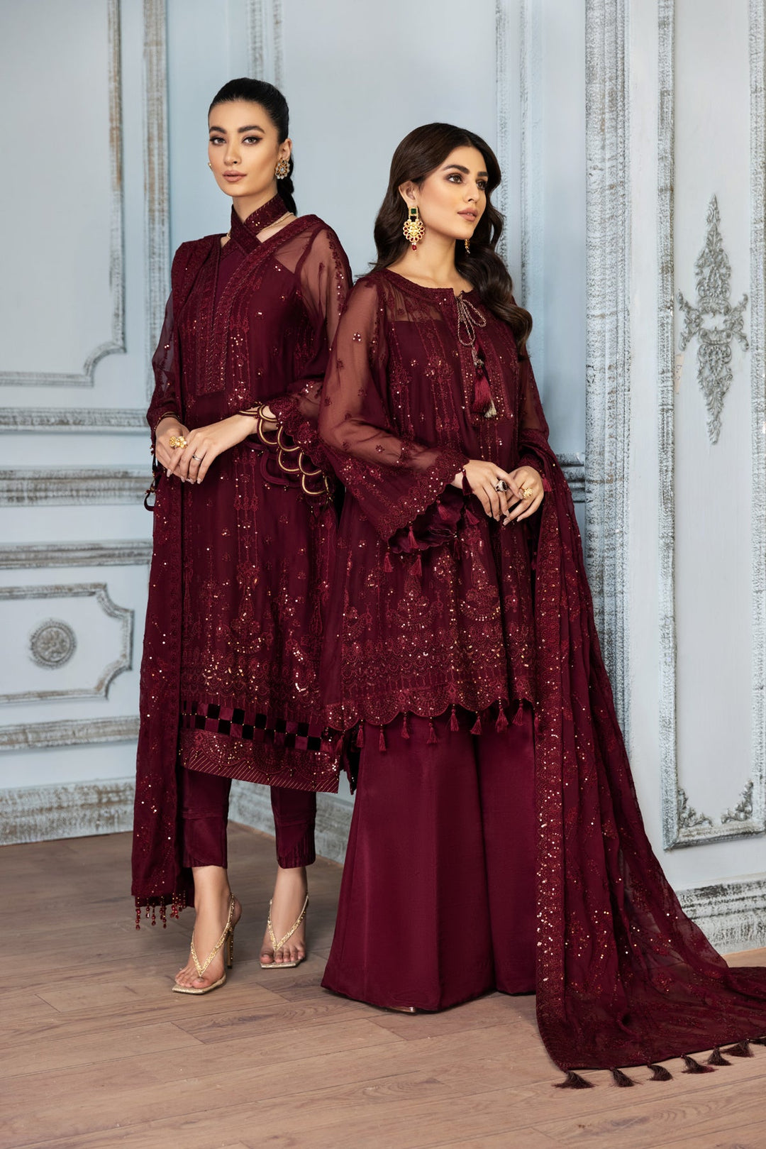 Maroon Net Heavily Embroidered Pakistani Gown Style Party Dress XLARGE Maroon Net Heavily Embroidered Pakistani Gown Style Party Dress XLARGE