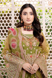New Mehndi Green Embroidered Pakistani Wedding Dress Kmaeez Gharara