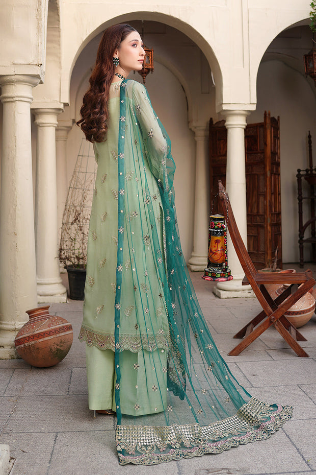 New Mint Green Embroidered Pakistani Salwar Kameez with Sea Green Dupatta 2023