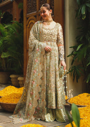 New Mint Green Embroidered Pakistani Wedding Dress Pishwas Sharara Style