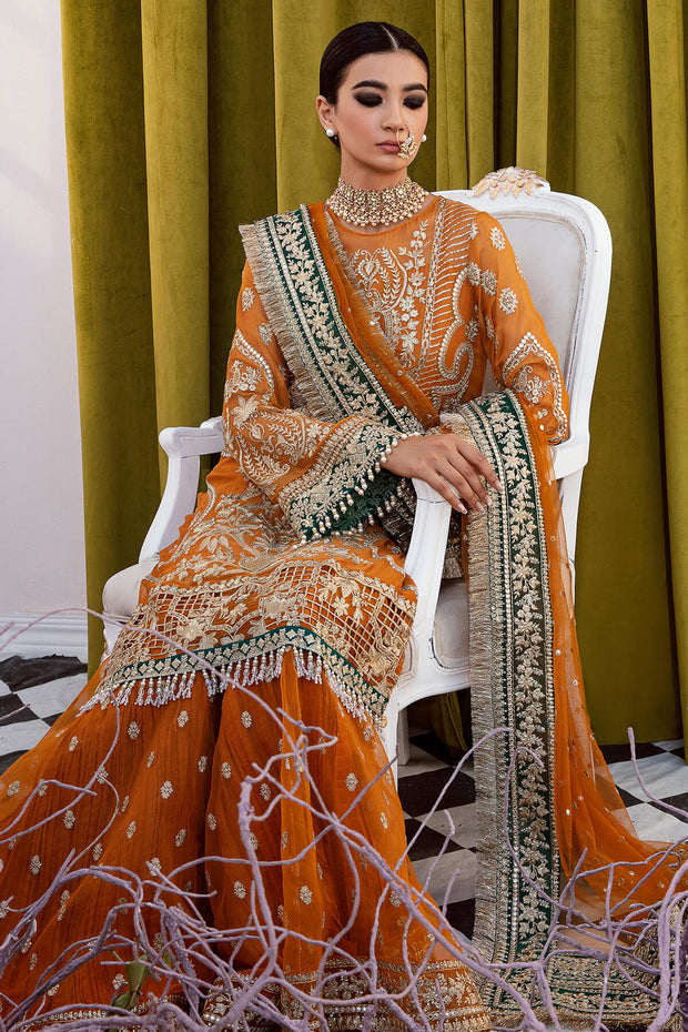 New Mustard Heavily Embellished Pakistani Wedding Wear Kameez Sharara