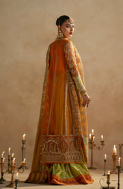 New Mustard Royal Style Pakistani Wedding Dress Kameez Heavy Flare Sharara