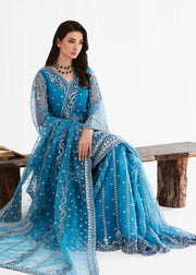 New Navy Blue Embroidered Pakistani Wedding Dress Kameez Gharara