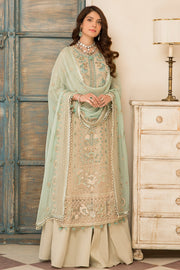 New OFF White Embroidered Pakistani Salwar Kameez Dupatta Party Dress