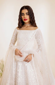 New Off White Embroidered Pakistani Wedding Dress in Fairy Gown Style 2023
