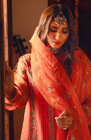New Orange Embroidered Pakistani Salwar Kameez Luxury Chiffon Suit