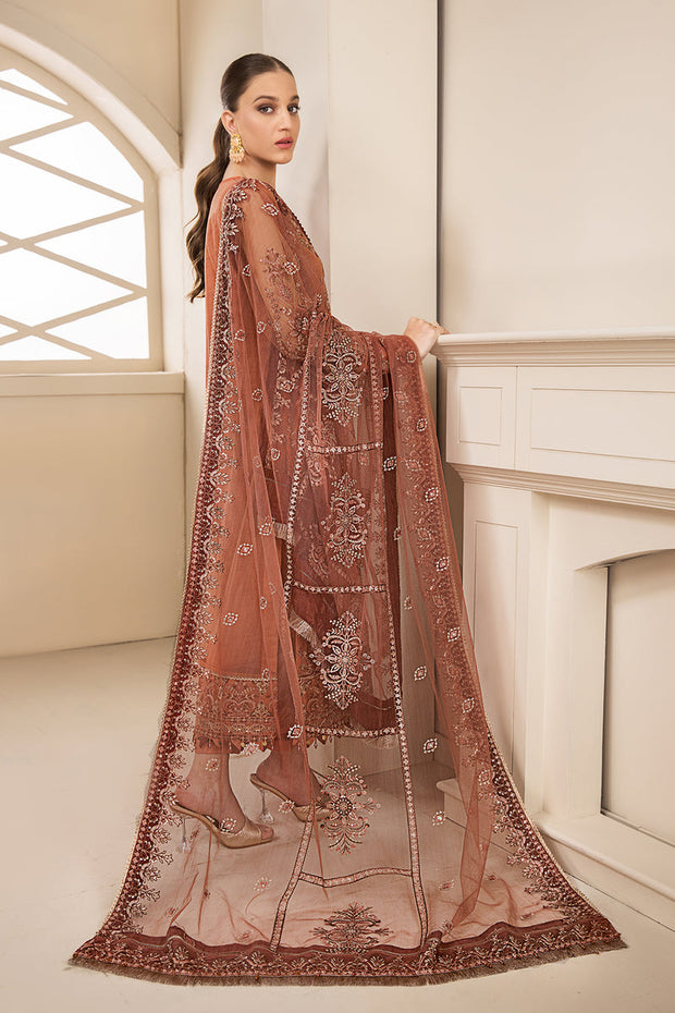 New Orange Pink Embroidered Pakistani Salwar Kameez Dupatta Salwar Suit 2023
