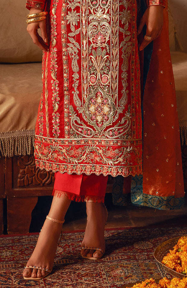 New Orange Red Elegant Pakistani Salwar Kameez Embroidered Suit