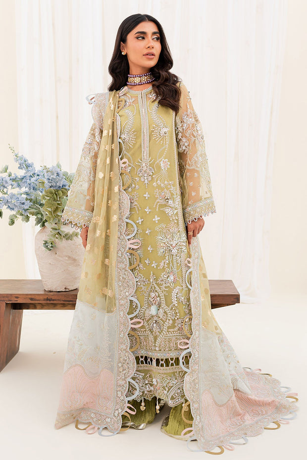 New Pakistani Embroidered Kameez Crushed Sharara Yellow Wedding Dress 2023