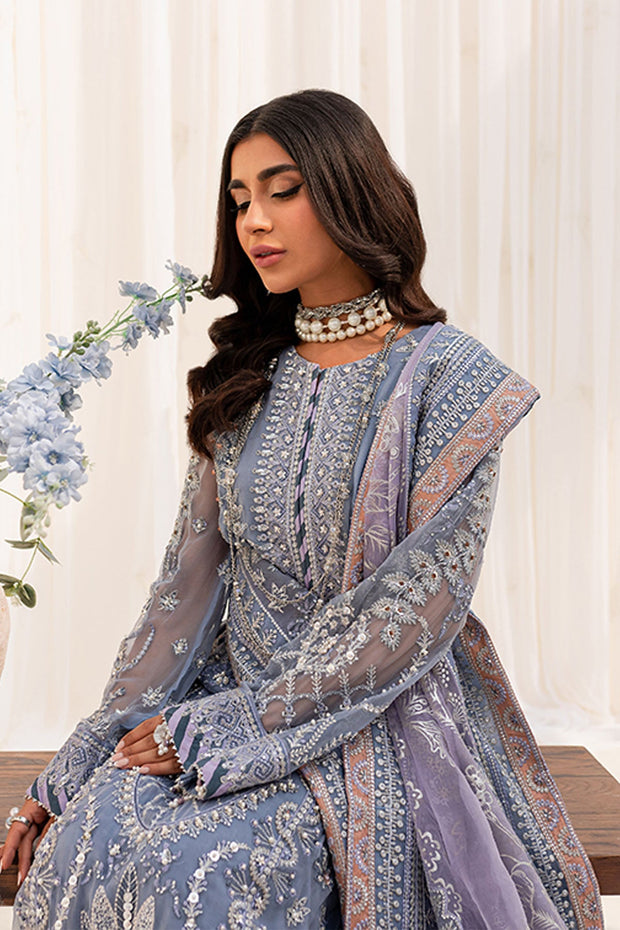 New Pakistani Kameez Sharara Heavily Embroidered Grey Wedding Dress