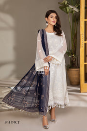 New Pakistani Salwar Kameez Embroidered Dupatta in White Shade 2023