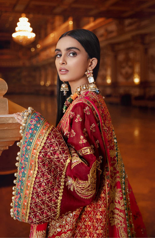 New Pakistani Wedding Dress in Heavily Embellished Kameez Trousers Style