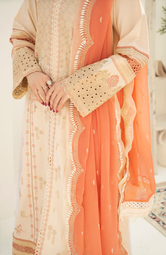 New Peach Embroidered Pakistani Salwar Kameez Dupatta Party Dress 2023