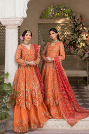 New Peach Heavily Embroidered Pakistani Wedding Dress Double Layered Pishwas 2023