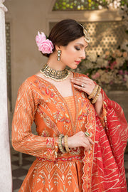 New Peach Heavily Embroidered Pakistani Wedding Dress Double Layered Pishwas