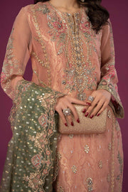 New Peach Shade Embroidered Luxury Formal Maria B Pakistani Salwar Suit 2024