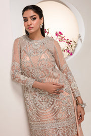 New Peach Silver Embroidered Pakistani Wedding Dress in Kameez Sharara Style