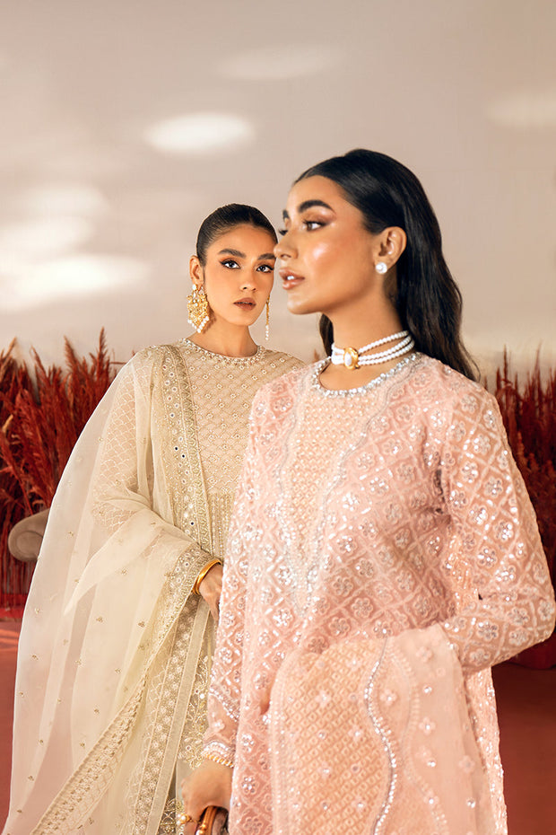 New Pink Heavily Embellished Pakistani Kameez Sharara Dupatta 2023