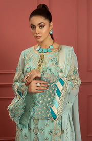 New Premium Azure Blue Heavily Embellished Pakistani Kameez salwar Suit 2023