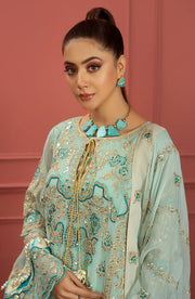 New Premium Azure Blue Heavily Embellished Pakistani Kameez salwar Suit