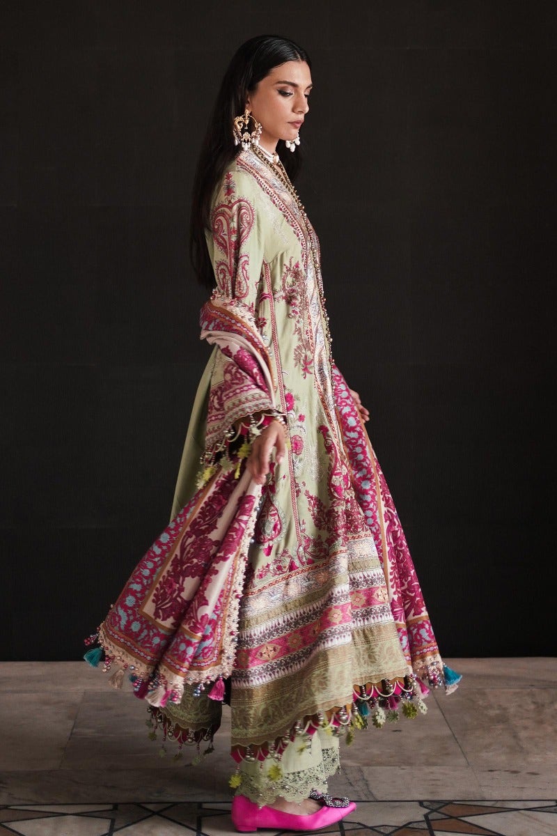 New Premium Sage Green Embroidered Pakistani Kameez Salwar Suit