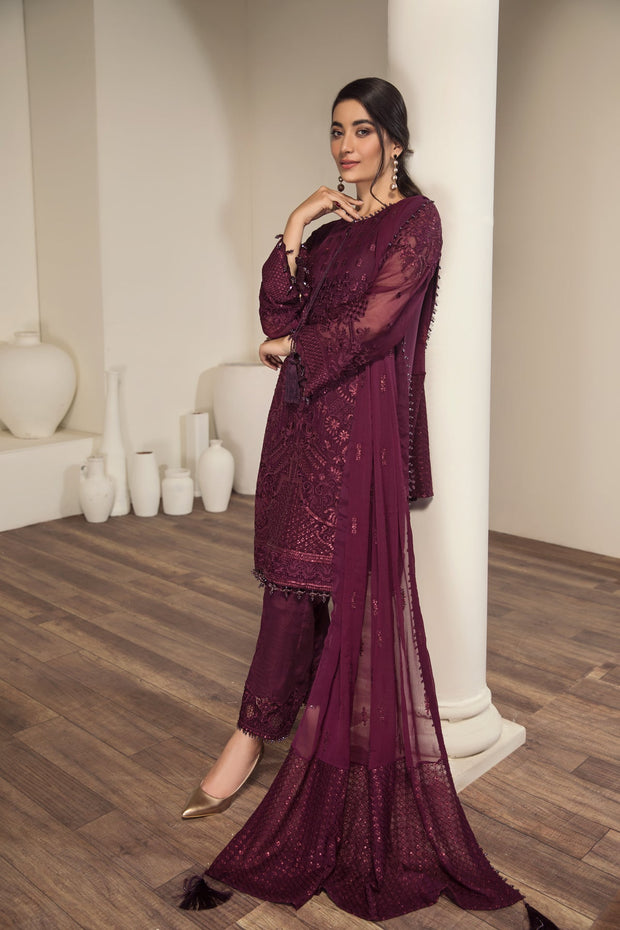 New Purple Embroidered Pakistani Salwar Kameez Dupatta Salwar Suit