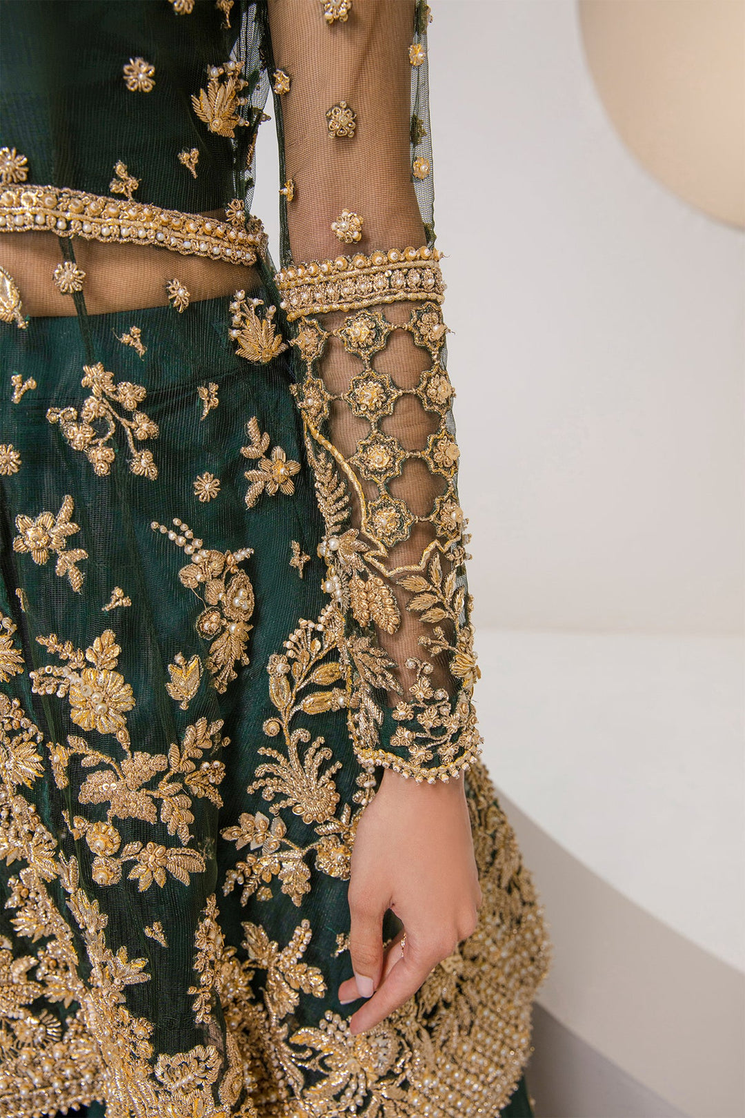 New Regal Green Embroidered Pakistani Wedding Dress Gharara Kameez Style