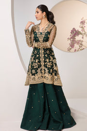 New Regal Green Embroidered Pakistani Wedding Dress Gharara Kameez Style 2023