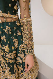 New Regal Green Embroidered Pakistani Wedding Dress Gharara Kameez Style